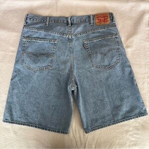 Levis 550 Mens Jean Shorts Jorts Light Blue Wash Denim Size 40 Waist